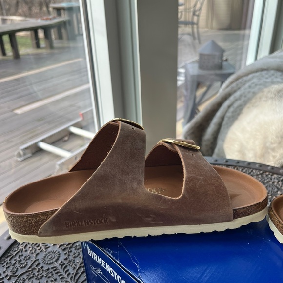 BIRKENSTOCK ARIZONA BIG BUCKLE OILED LEATHER SANDALS IN COGNAC 39 EU 8 US - Picture 11 of 11